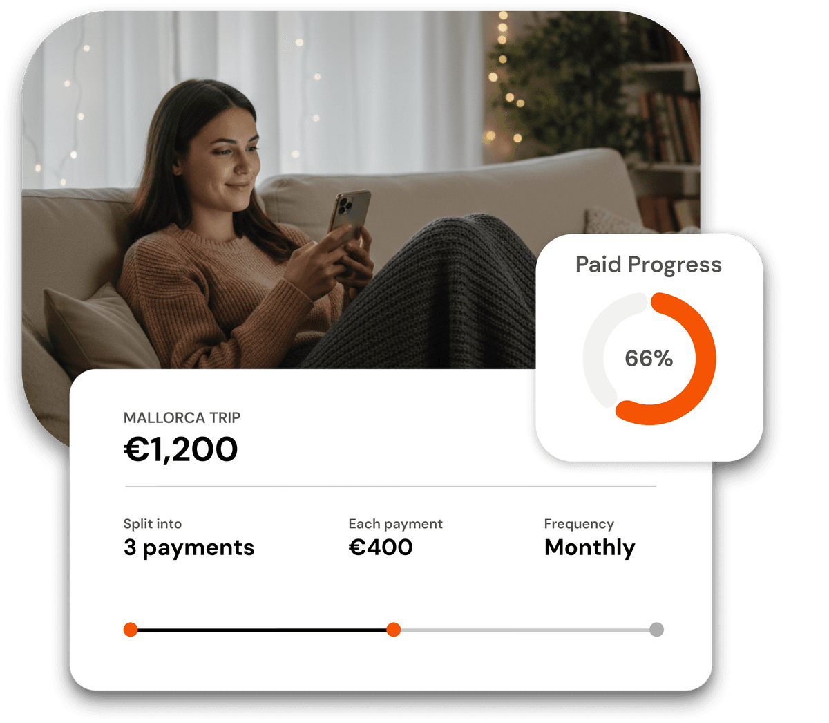 Woman managing payments on phone